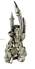 VTG 1987 Pewter Crystal Fantasy Castle By Hudson  P. W. Baston Jr #4195 4.5" T