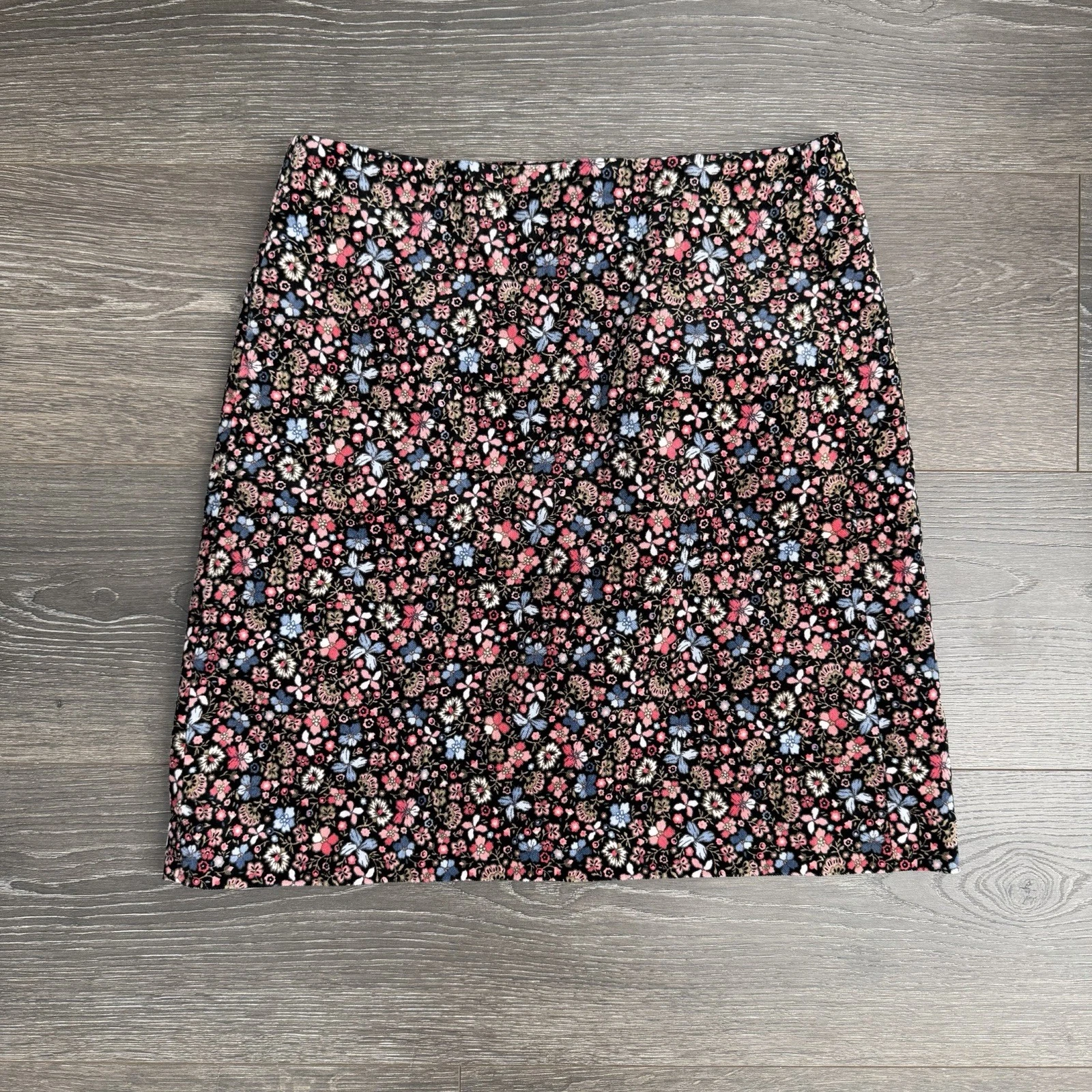 Ann Taylor Loft Women Floral Velvet Skirt Fairy Grunge Whimsigoth Black Size 0