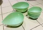 set of vintage Fire-King jadeite teardrop Nesting mixing bowls