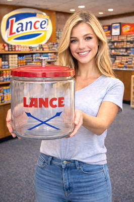 #ad #ad Vintage Style Lance Snack Jar Advertising Counter Snack Cookie Jar W Metal Lid $59.00