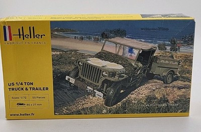 Heller Model Kit US 1/4 Ton Truck & Trailer NOS 