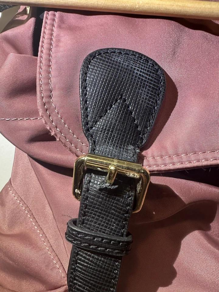 BURBERRY Graffiti Nylon Backpack Small Crossbody Mauve Pink Leather Rare - Image 3 of 4