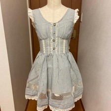Liz Lisa Stripe Sleeveless Mini Dress Lace Ruffle Cute Summer Girls Fashion Japa