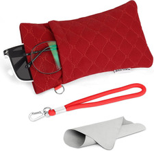 Double Glasses Case Soft Eyeglass Cases with Cleaning Cloth Squeeze Top Sunglass