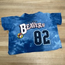 Buc-ee s Beavers Softball Blue 82 Tye Dye Cropped T-Shirt Size Y M - LOOK