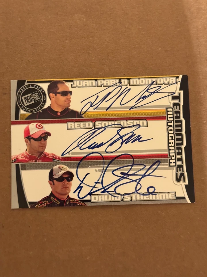 2007 Press Pass TeamMates Triple Autograph Montoya Sorensen Stremme /25 RARE! - Image 3 of 3