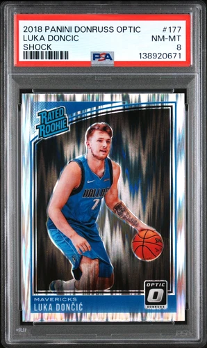 LUKA DONCIC 2018 OPTIC SHOCK PRIZM ROOKIE RC #177 PSA 8 NM-MT LAKERS! 138920671