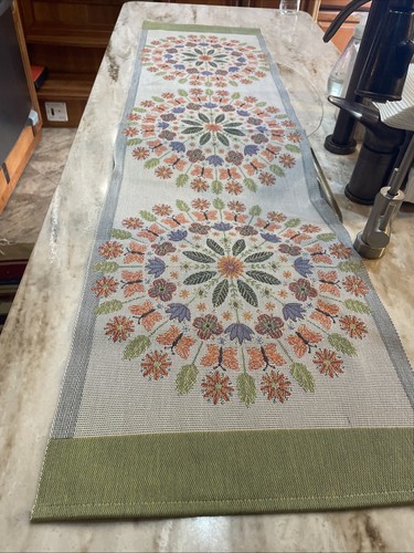 Table Runner by Ekelund of Sweden Cotton Pattern #126 Floral Excellent 52 X 14”