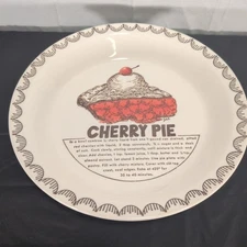 Vintage Dee 10”x 1.5” Ceramic Deep Dish Cherry Pie Recipe Plate Free Shipping