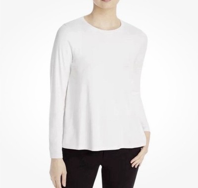 NWT L Eileen Fisher White L/S Tencel/Spandex Tee Originally $118++