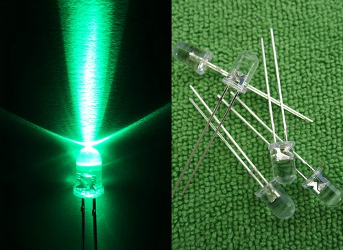 100pcs 5mm Cyan 505-510NM Bright Light LED 12V with Free Resistors 5CL