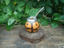 Argentina Mate Gourd Hand Made Natural Tea Cup + Straw -Yerba Mate Smoked04