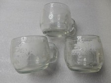 Vintage 1970s Nestle Nescafe World Globe Frosted Glass Coffee Mugs Set of 3