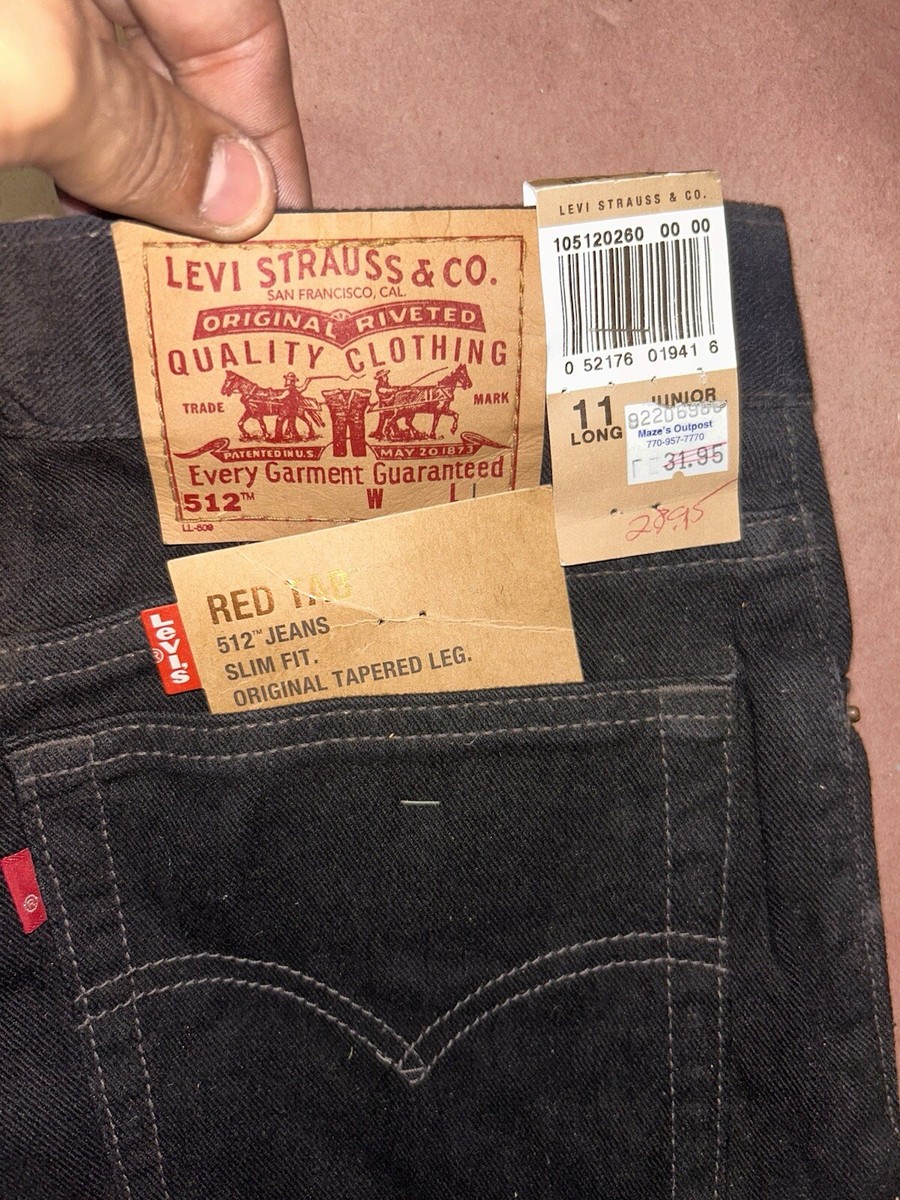 Vintage Womens Levis 512 Black Slim Fit Jeans, Deadstock NWT, Size