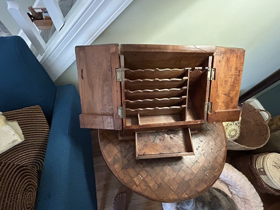 Vintage Wooden Desktop File Letter Bill Pen Desk Organizer eBay