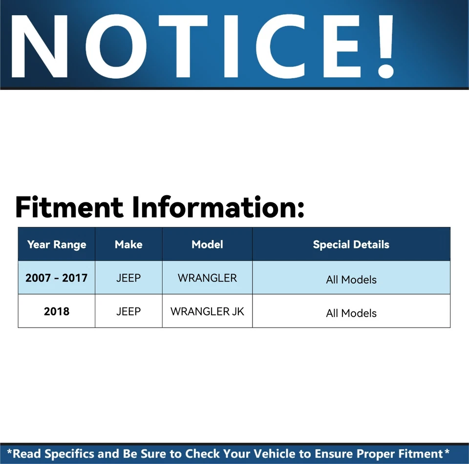 Par de barras de amarre delanteras exteriores para Jeep Wrangler 2007-2017 Foto 2 de 4