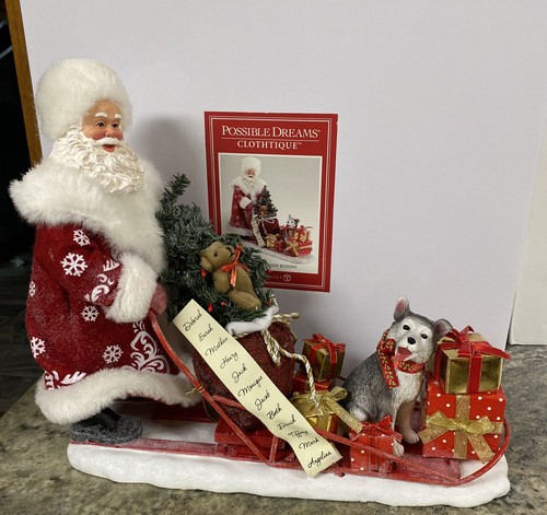 "Dept 56 Possible Dreams 14"" Clothtique Snow Buddies Santa Husky Trineo Perro 6003857" - Imagen 7 de 12