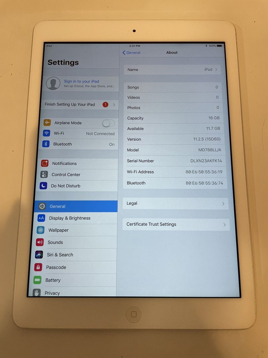 Apple iPad Air 1st Generation 16GB Wi-Fi | 9.7in | Silver | 1GB