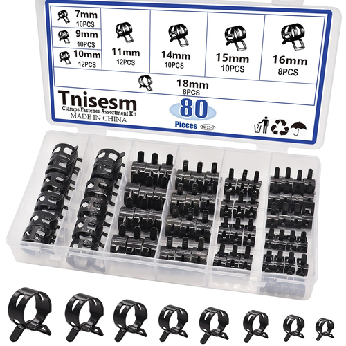 Tnissem 80 Teile Federband Schlauchschellen Sortiment Kits Silikon Vakuum Schlauch Rohr - Bild 9 von 12