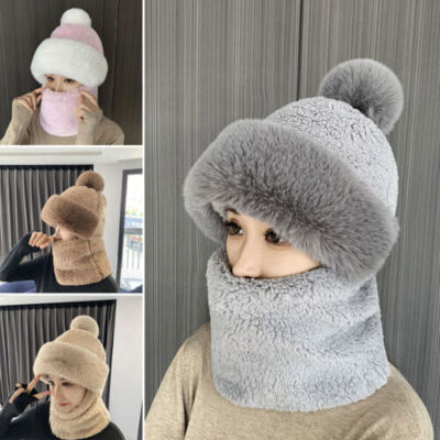 Cutecrop 4 Pcs Women 3 In 1 Winter Knit Beanie Hat Scarf