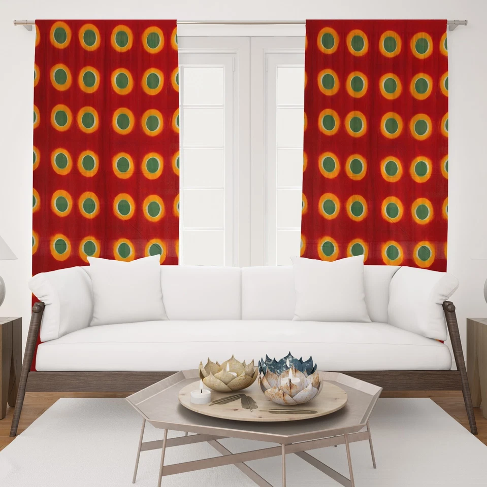 Хлопковые шторы Shibori набор из 2 панелей для декора 20 размеров в наличии оконные шторы - Изображение 3 из 4