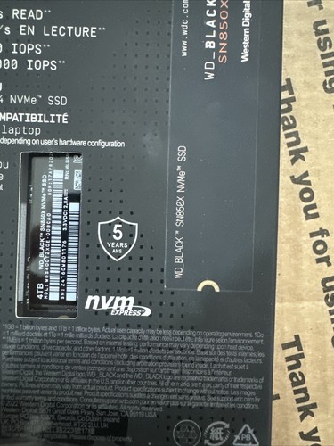 WD WD_BLACK SN850X 4TB Interne NVMe SSD (WDBB9G0040BNC-WRSN) VERSIEGELT 7300MB NEU - Bild 4 von 7