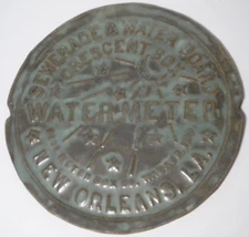 Ceramic New Orleans Sewage Water Manhole Cover Plaque Crescent Star Art Signed