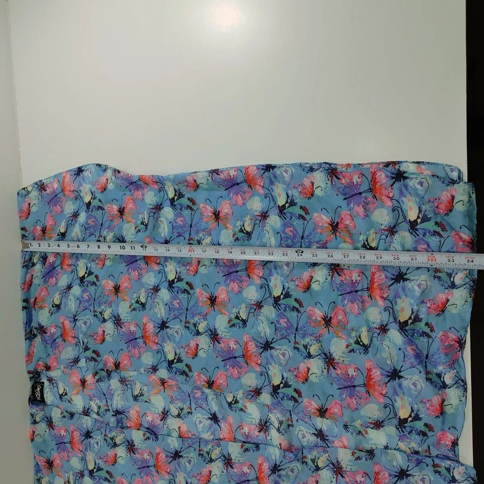 Floral Print Square Cover -Up Blue Pink Butterfly Pattern Lightweight Duster - Image 4 of 4