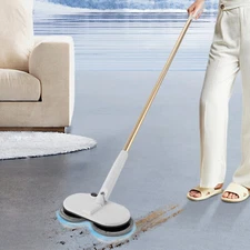 Cordless Electric Mop Spin Mops Floor Cleaning Dual Spinning Scrubber 4 Pads New