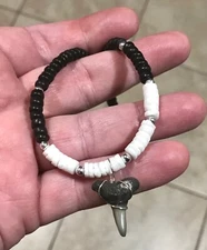 NICELY SIZED & PRETTY - LEMON SHARK SHARKTOOTH FOSSIL NECKLACE - C PICS