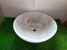 12"White Quartz Top Sink – Elegant Handmade Stone Basin for Home & Bathroom Deco