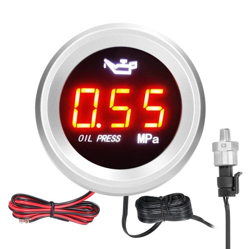 0-100 PSI Oil Pressure Gauge 52mm Mechanical Black Face with Illuminated Alarm - Picture 7 of 10