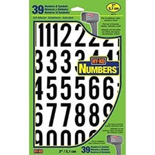 Hy-Ko Products MM-7N Self Adhesive Vinyl Numbers 2" High Black White 39 Pieces
