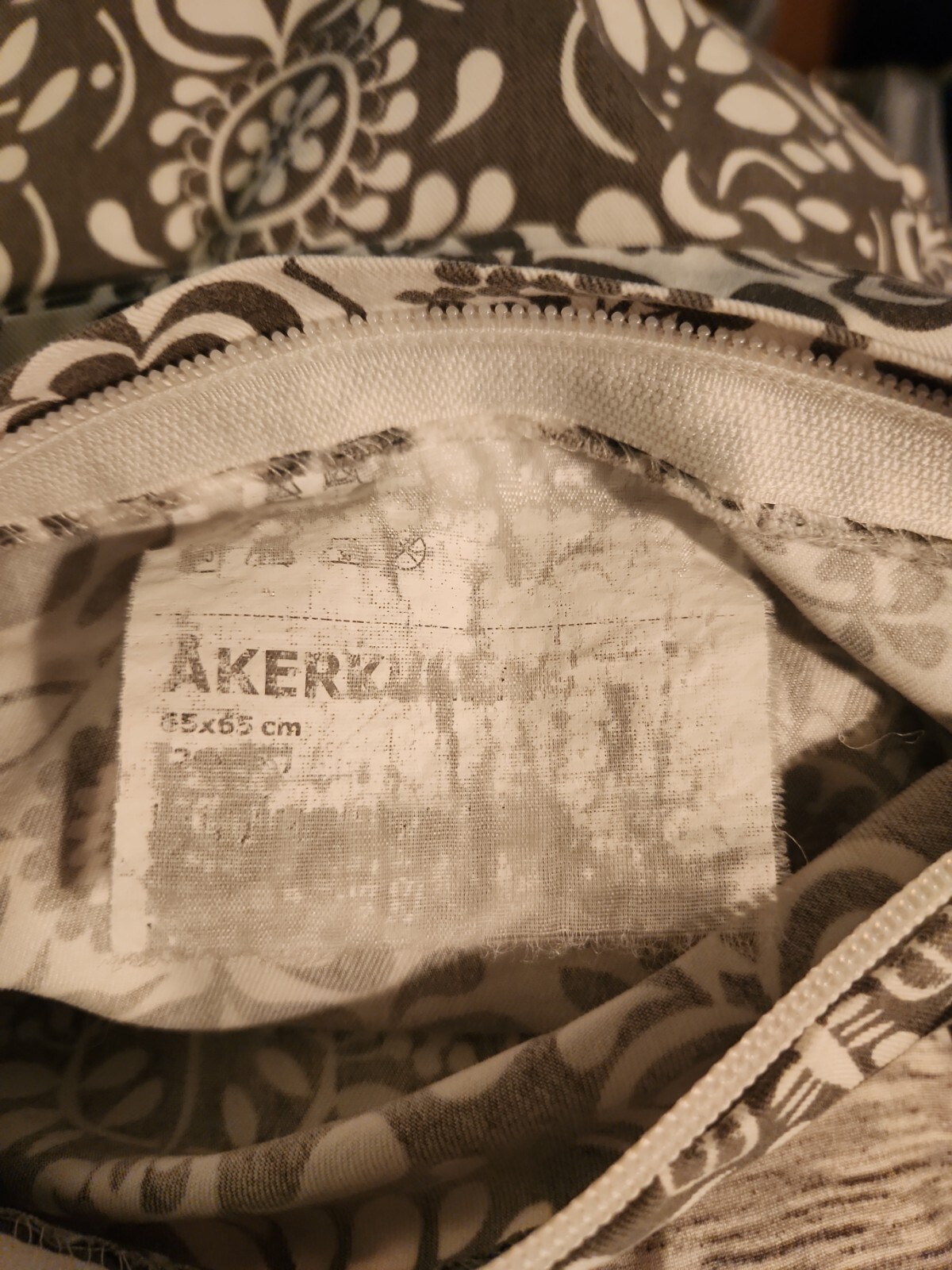 3 Ikea "Akerkulla" Gray White Euro Pillow Cover Shams Floral Zip Close