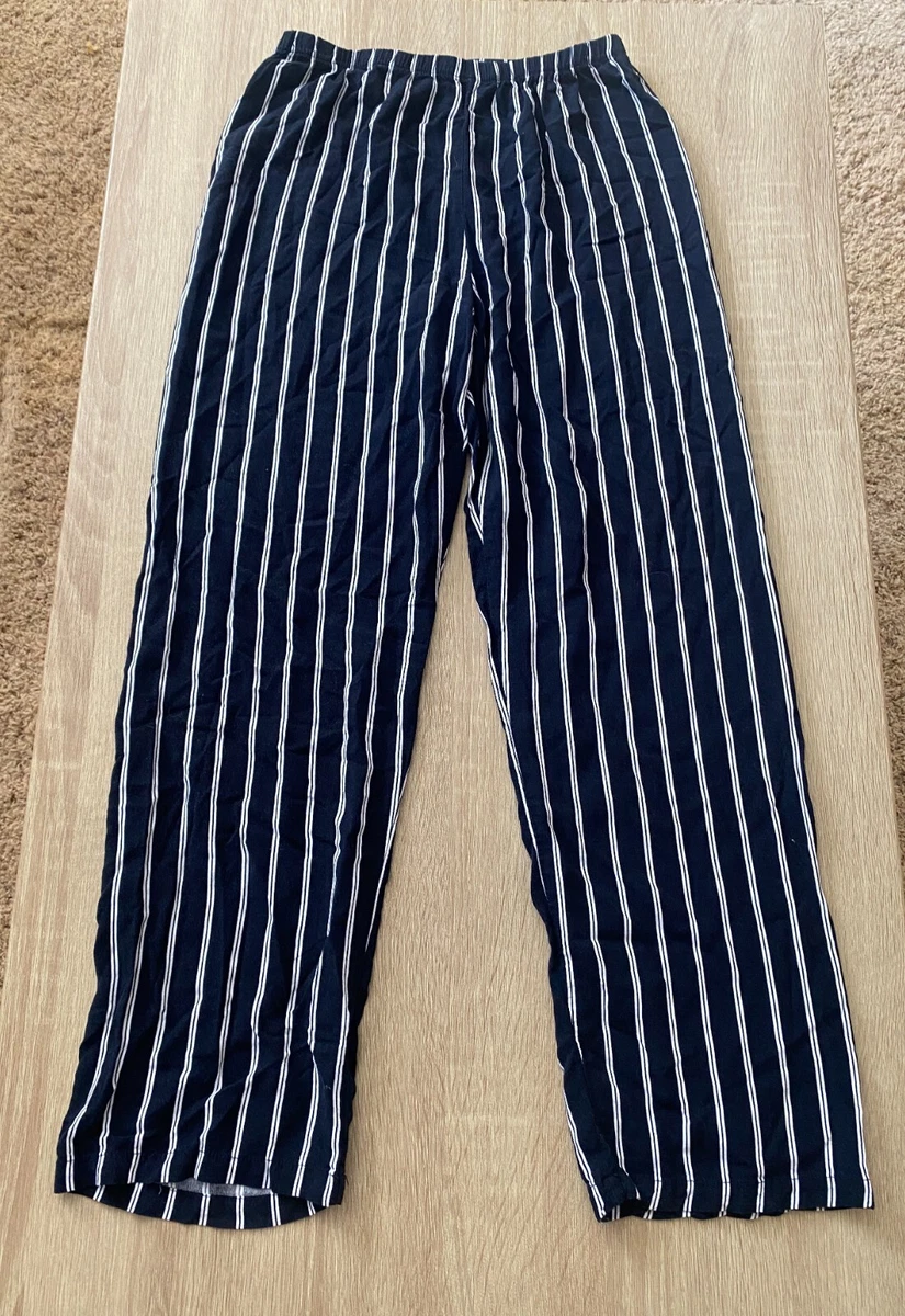 Brandy Melville Blue and White Stripe Pants One Size Juniors