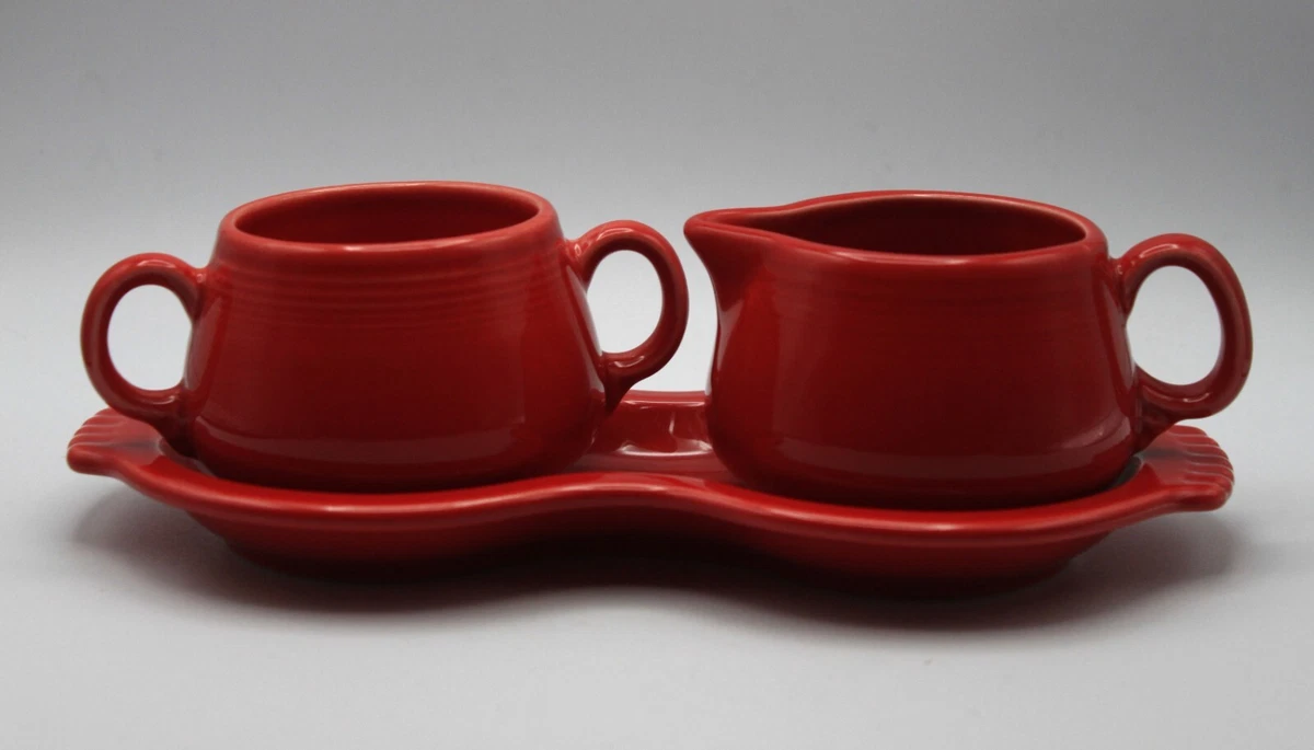 FIESTAWARE Sugar And Cream Tray Set In Scarlet Red Color