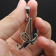 925 Sterling Silver 26-Alphabet Large Fancy Cursive Script Initial Pendant