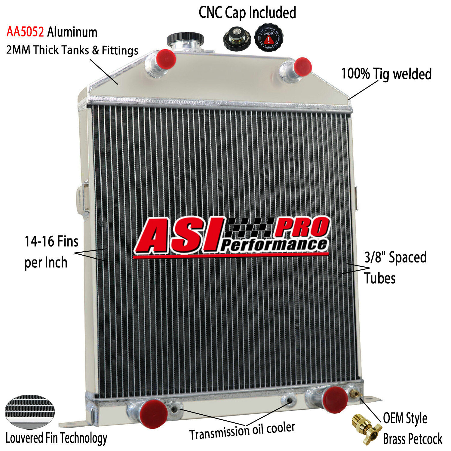 3 Row Radiator For 1942-48 1947 Ford Super Deluxe Deluxe Flathead Engine 3.7L AT
