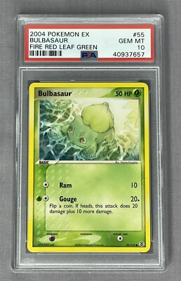 Bulbasaur 2004 Pokémon EX Fire Red Leaf Green Card 55/112 ~ PSA