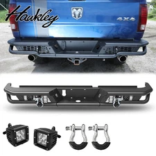 For 2009-2018 Dodge Ram 1500 Rear Bumper w/ LED Lights+License Lamps+2*D-Rings