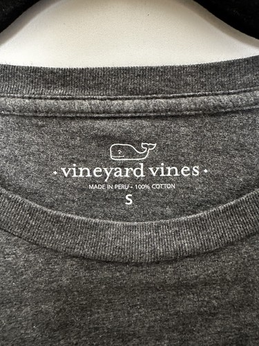 Vineyard Vines Long Sleeve Shirt Dark Gray Whale Logo Cotton Men’s Size Small - Picture 4 of 8