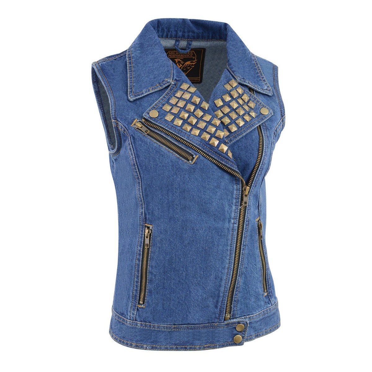Milwaukee Leather MDL4030 Women's Zipper Front Blue Denim Vest w