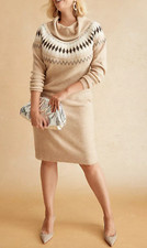NEW LANE BRYANT OATMEAL LUREX FAIR ISLE  SWEATER DRESS SZ 26/28