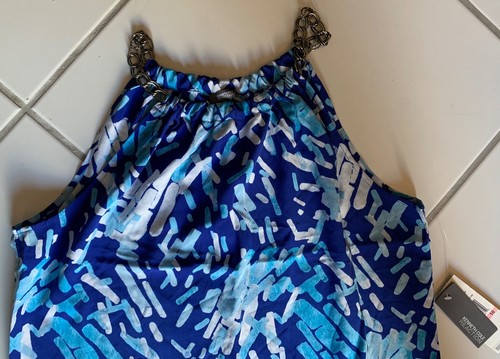 Nueva con etiquetas Kenneth Cole Reaction Top Blusa Azul 100% Seda Correa de Cadena Talla 10 $79 -83% - Imagen 3 de 8