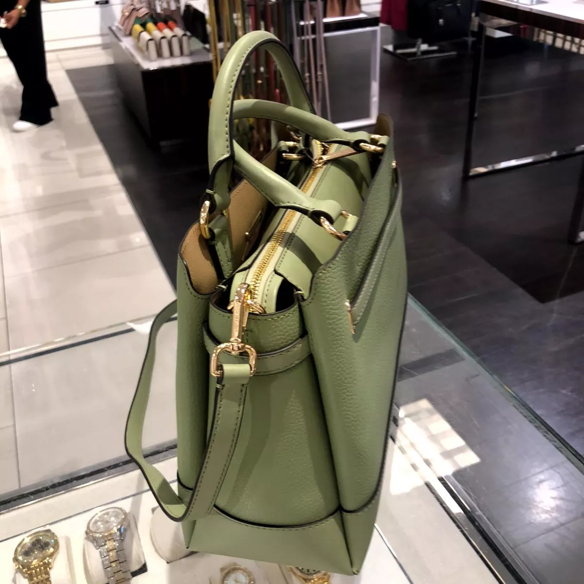 Michael kors hunter green purse top