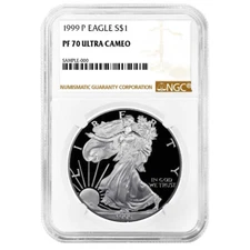 1999-P Proof $1 American Silver Eagle NGC PF70UC Brown Label
