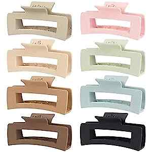 8 Pcs Large Hair Claw Clips 4.1" Non-slip Big Square Matte for Women Candy - Picture 1 of 7