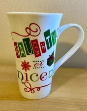222 Fifth Naughty Or Nice Holiday Tall Latte Coffee Mug Hot Chocolate Christmas