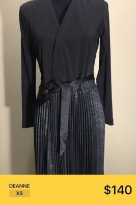 Lularoe Elegant Deanne Pleated Wrap Maxi Dress Black w/ Silver Shimmer  Skirt NWT | eBay
