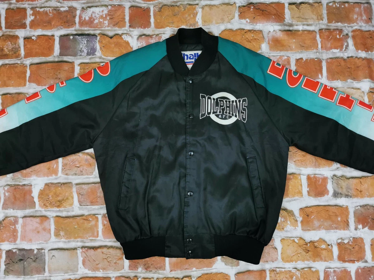 MIAMI DOLPHINS Vintage Bomber USA Jacket NFL Football Chalk Line Size: L  Tip Top